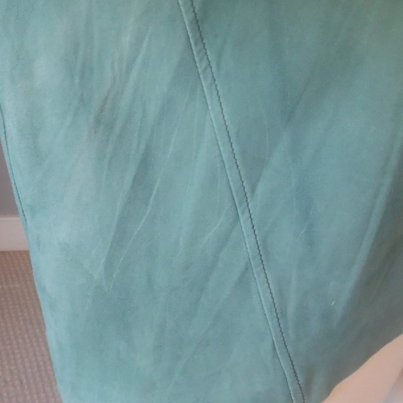 Muubaa Hi-Low Sinatra Drape Suede Turquoise Teal Top Relaxed Blouse 4 Small - Picture 11 of 11